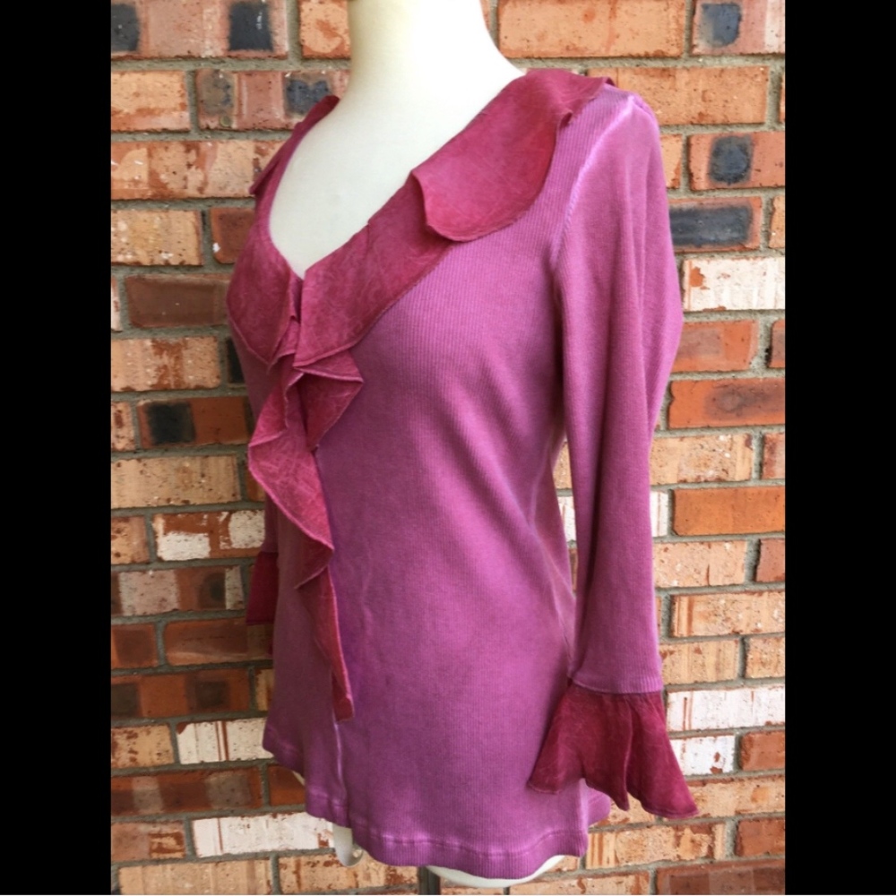 Barbara Lesser Studio Ruffled Shirt Size Medium - Picture 5 of 8